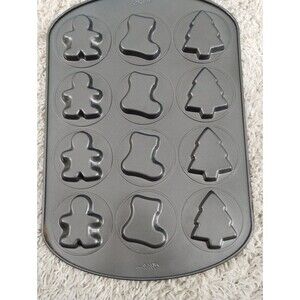 Wilton 12-Cavity Cookie Pan Christmas Holiday Winter Shapes Baking Mold